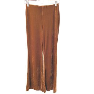 Forever 21‎ Velvet Flare Pants Womens Small Brown High Waist Stretch